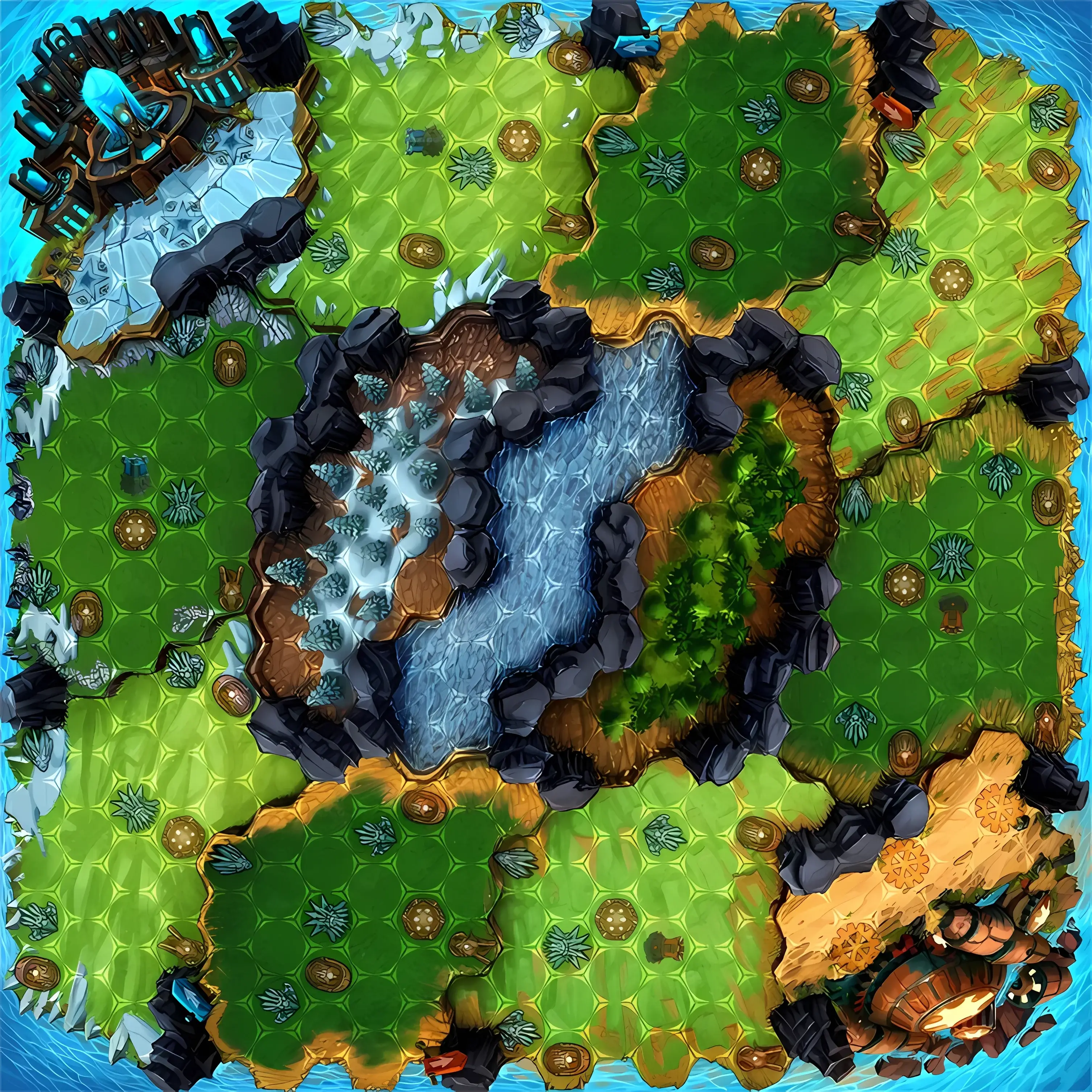 Guards of Atlantis II battle board — Across the River